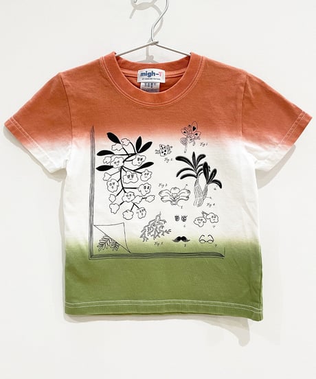 植物図鑑の段染めキッズTシャツ (coral)