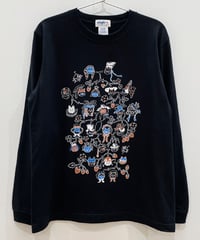 Cat Family Tree 長袖Tシャツ (black)