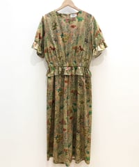 恐竜地図プリントジャンプスーツ (beige)