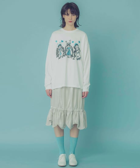 トリオ長袖オーバーサイズTシャツ (white x black)