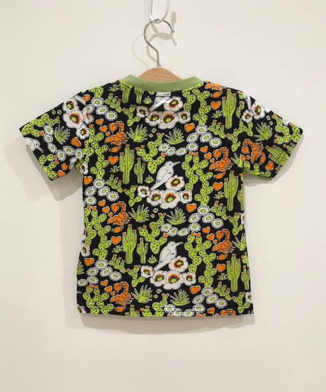 サボテンプリントキッズTシャツ (black)