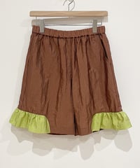 フリル裾ショートパンツ ( brown)