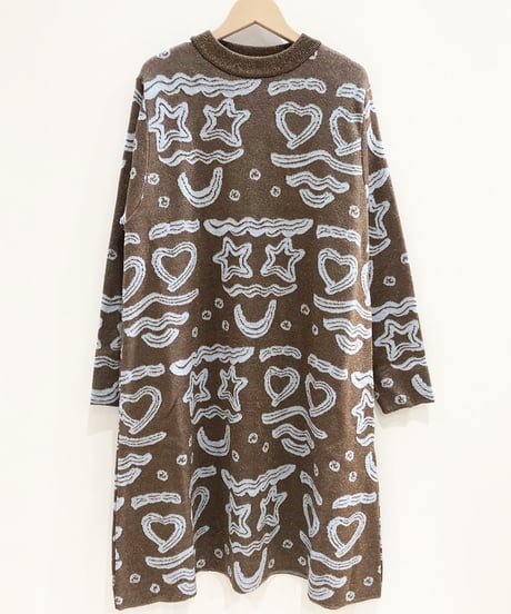 クリームフェイスニットワンピース (beige)