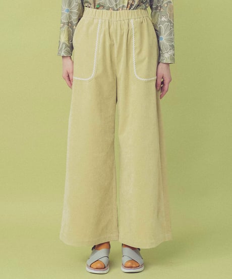 <SAMPLE SALE> 別珍ワイドパンツ (light green)