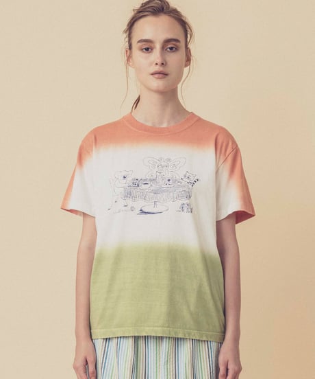 ティータイムの段染めTシャツ (coral)