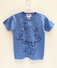 ディメトロドン大陸のキッズTシャツ (blue)