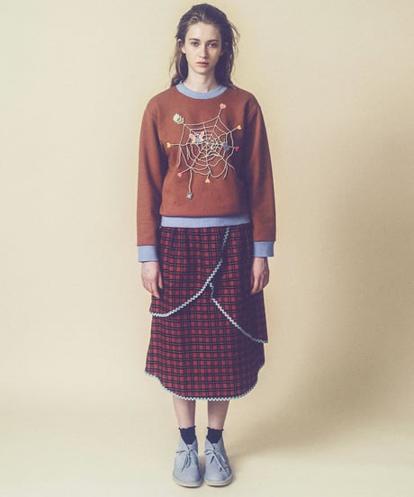 <SAMPLE SALE> クモの巣刺繍のスウェット (brown)