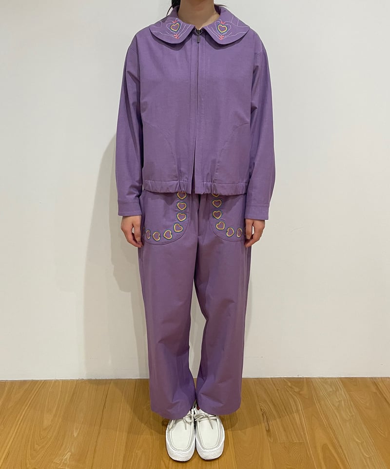 ハートサイン刺繍えりジャケット (purple) | migh-T by Kumiko Watari