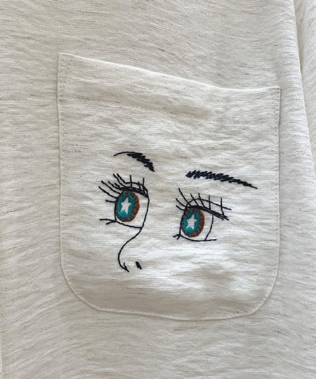 フェイス刺繍ブラウス (white)