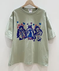 トリオ半袖オーバーサイズTシャツ (sage green)