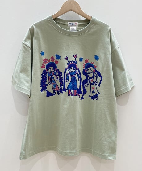 トリオ半袖オーバーサイズTシャツ (sage green)