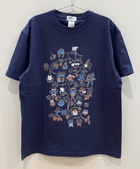 Cat Family Tree 半袖Tシャツ (navy)