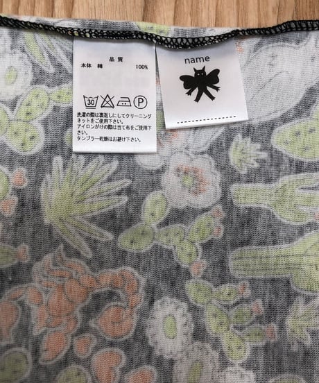 サボテンプリントベビーTシャツ (black)