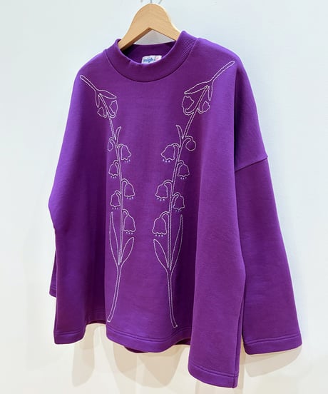 スズラン刺繍スウェットチュニック (purple)（先行予約）