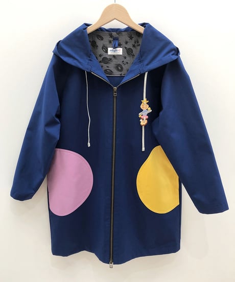 刺繍モチーフ付きドローストリングフードジャケット (ultramarine)