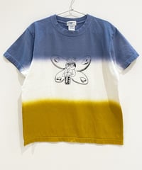 バタフライガールの段染めTシャツ (blue)
