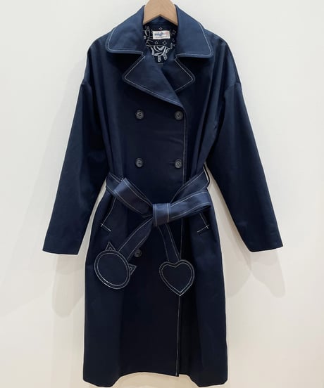 ネコ♡ベルトトレンチコート (navy)