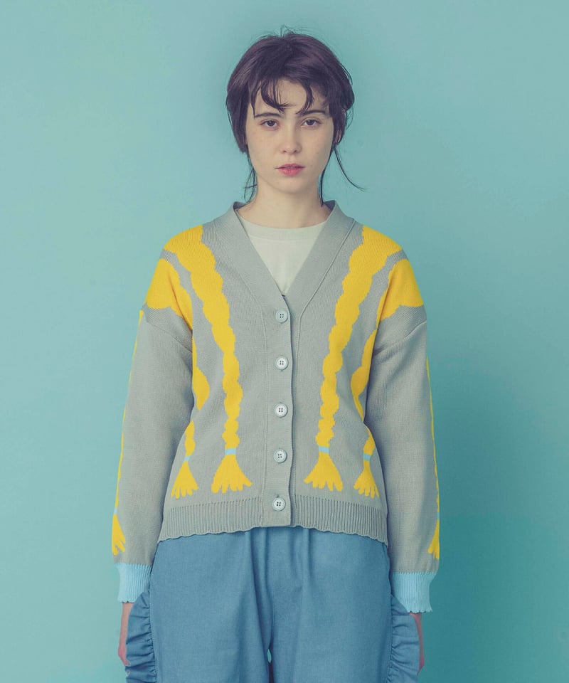 【匿名配送】 ツモリチサト 海の花畑 ウール カーディガン 日本製 size 2 三つ編みカーディガン (grey) | migh-T by Kumiko Watari