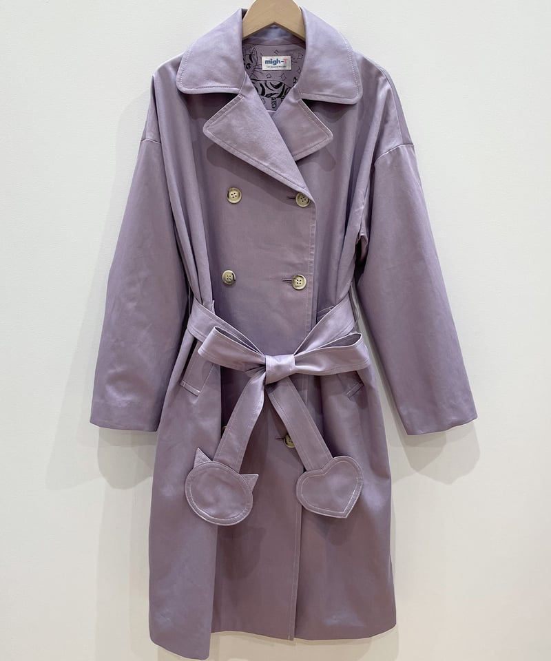 ネコ♡ベルトトレンチコート (mauve) | migh-T by Kumiko Watari ネコ♡ベルトトレンチコート (mauve) | migh-T by Kumiko Watari
