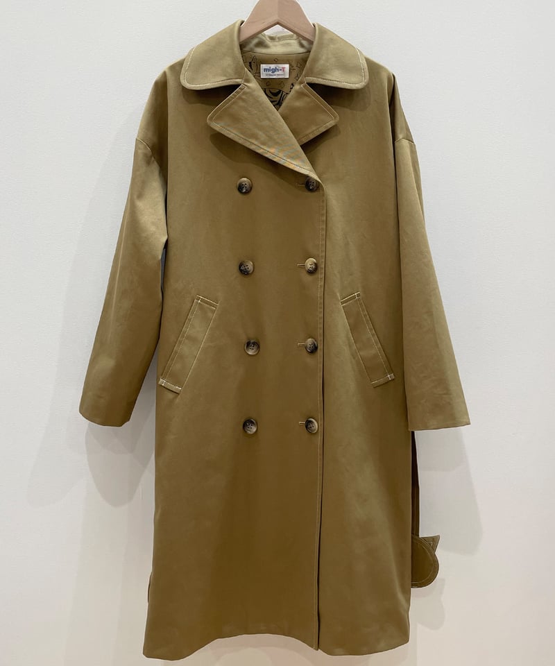 ネコ♡ベルトトレンチコート (khaki) | migh-T by Kumiko Watari ネコ♡ベルトトレンチコート (khaki) | migh-T by Kumiko Watari