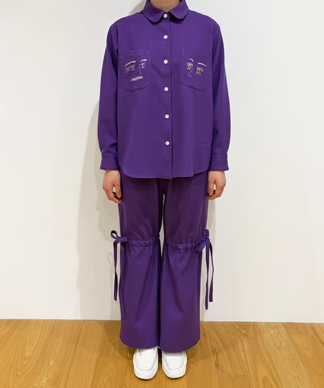 フェイス刺繍シャツ (purple)（先行予約）