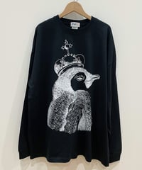 エンペラーペンギンの長袖オーバーサイズTシャツ (black)