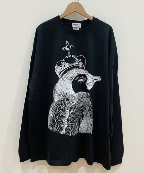 エンペラーペンギンの長袖オーバーサイズTシャツ (black)