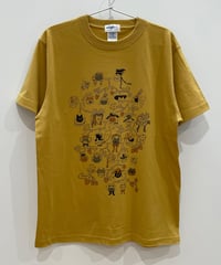 Cat Family Tree 半袖Tシャツ (mustard)