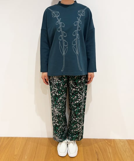 スズラン刺繍スウェットチュニック (green)（先行予約）