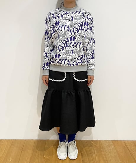 グロッシージャガードラインスカート (black)