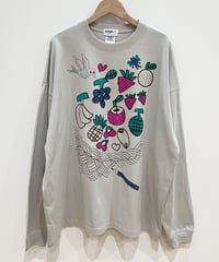 フルーツバスケットのオーバーサイズ長袖Tシャツ (light grey)