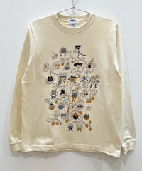 Cat Family Tree 長袖Tシャツ (ivory)
