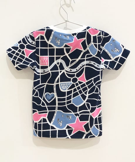 街路図キッズTシャツ (navy)