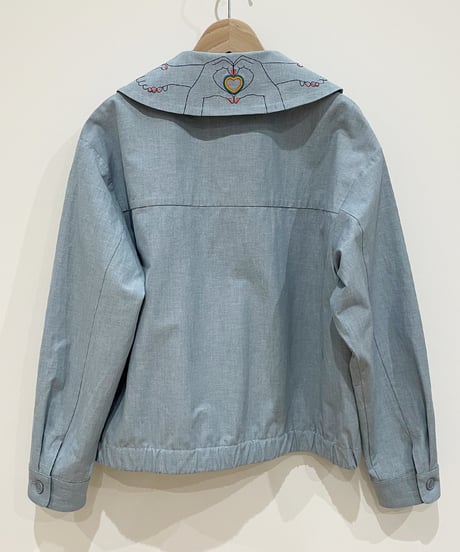 ハートサイン刺繍えりジャケット (light blue)
