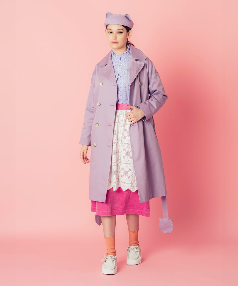 ネコ♡ベルトトレンチコート (mauve) | migh-T by Kumiko Watari ネコ♡ベルトトレンチコート (mauve) | migh-T by Kumiko Watari