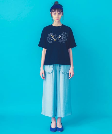 マーメイドシェル刺繍Tシャツ (black)