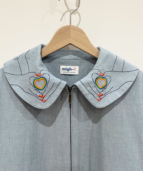 ハートサイン刺繍えりジャケット (light blue)