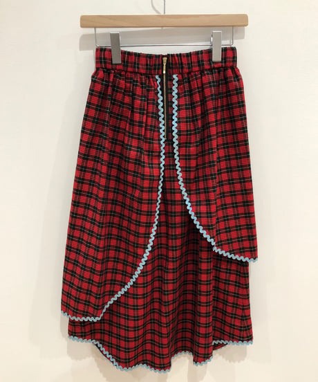 タータンチェックレイヤードスカート(red)