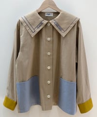 本の刺繍セーラーカラーシャツジャケット (beige)