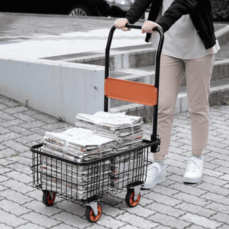 折りたたみ式バスケット台車（深型・専用カバー付き）