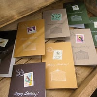 Vintage Bird Stamp Greeting Card