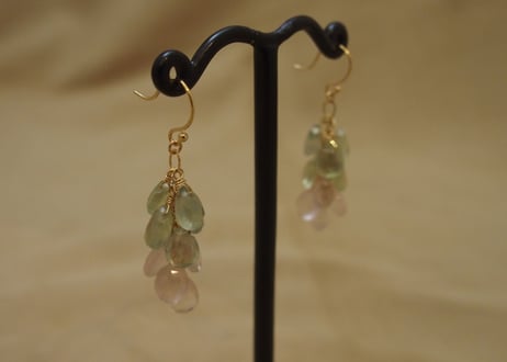 Rose Quartz & Prehnite "Prism" Earrings