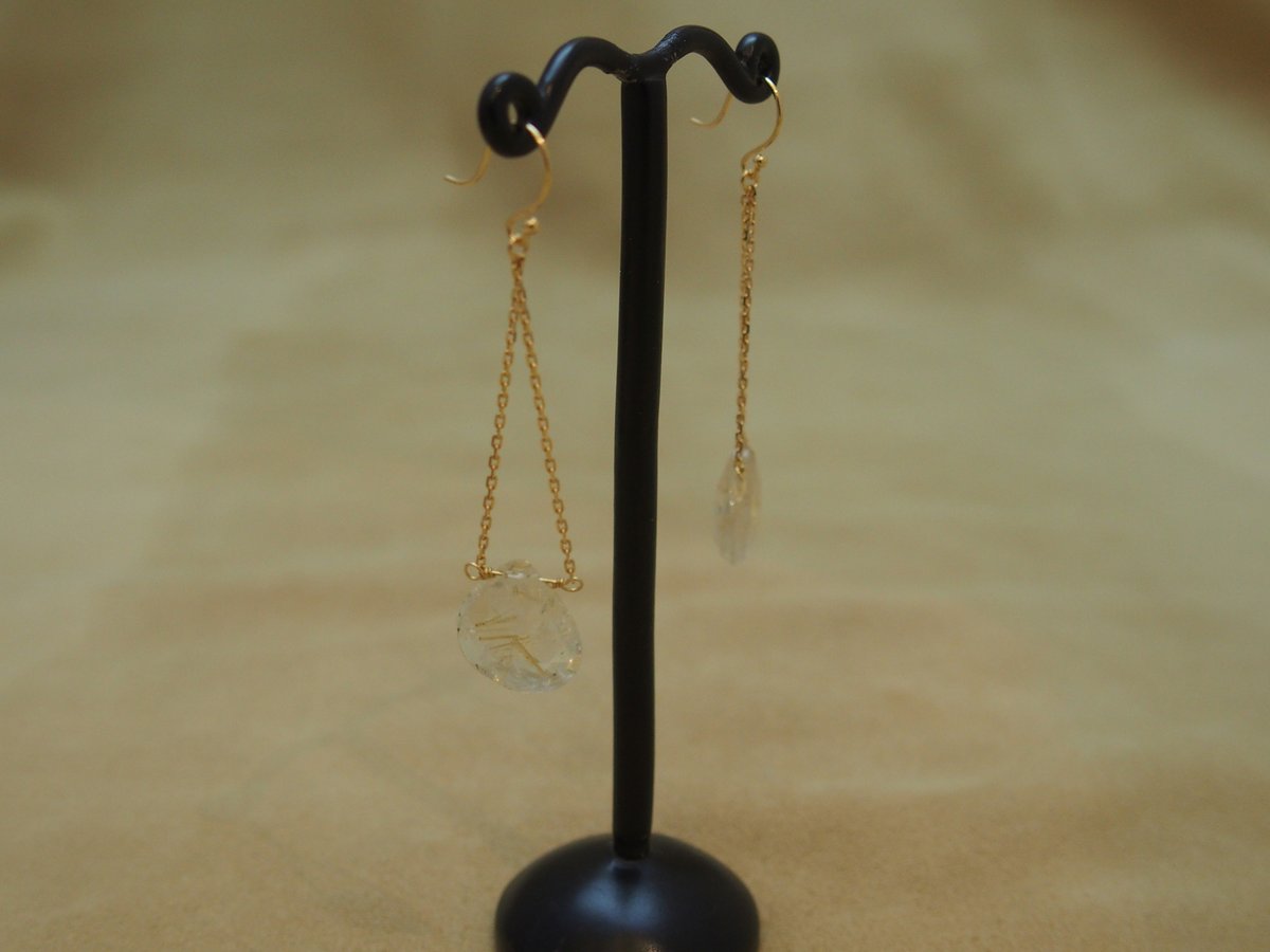 Rutilated Quartz Design Earrings | GOLDEN GOAT