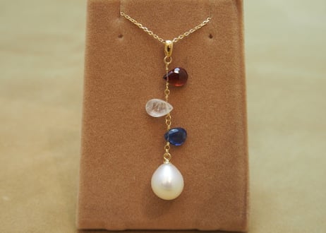 3colors Design Pendant Top (Garnet/R.Moonstone/Kyanite)