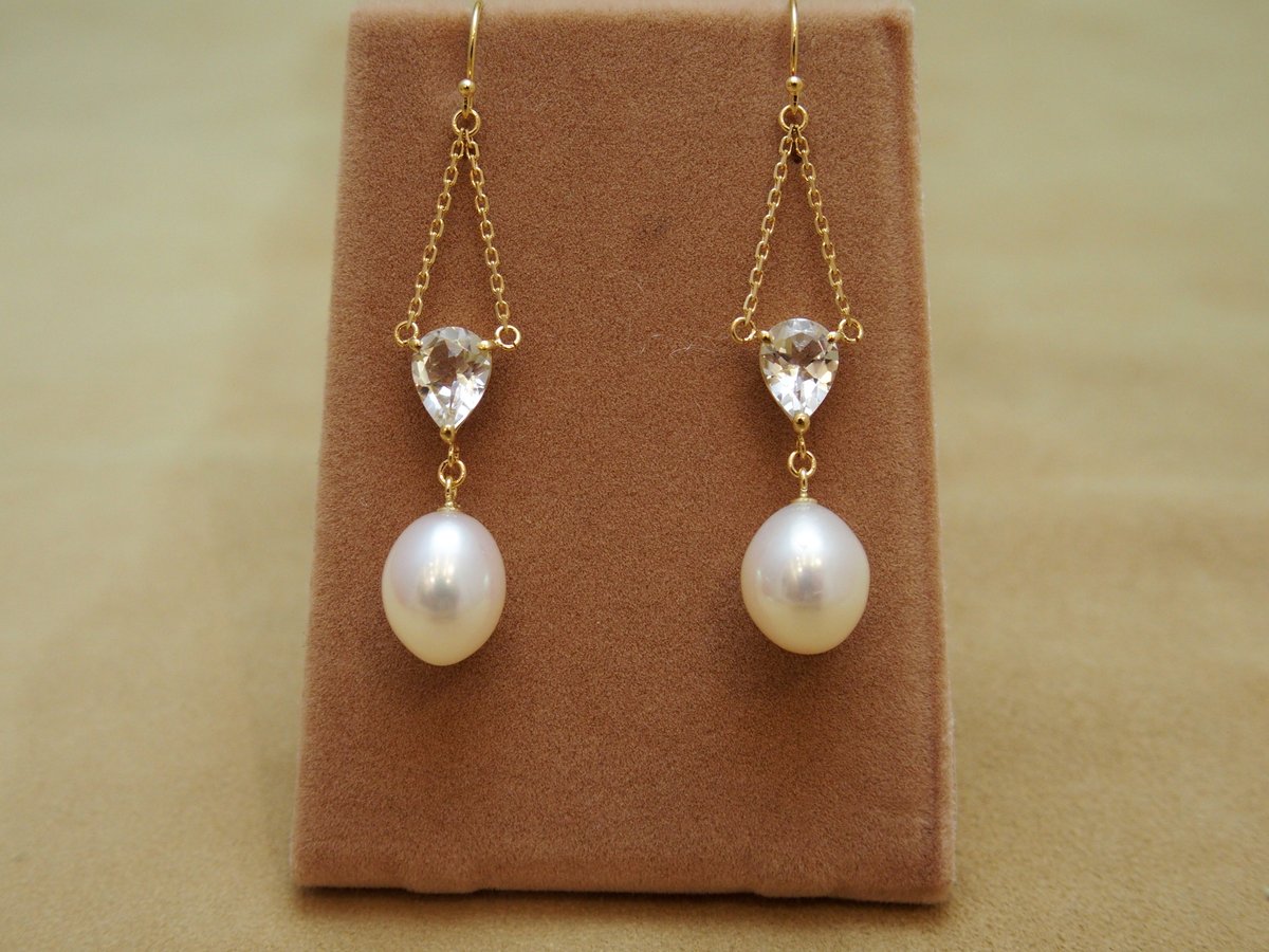 F.W.Paerl & White Topaz Design Earrings | GOLDE