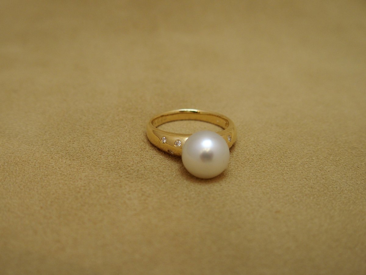 18K 南洋真珠 リング/South Sea Pearl Ring South Sea Pearl Design Ring (南洋真珠白) | GOLDEN GO