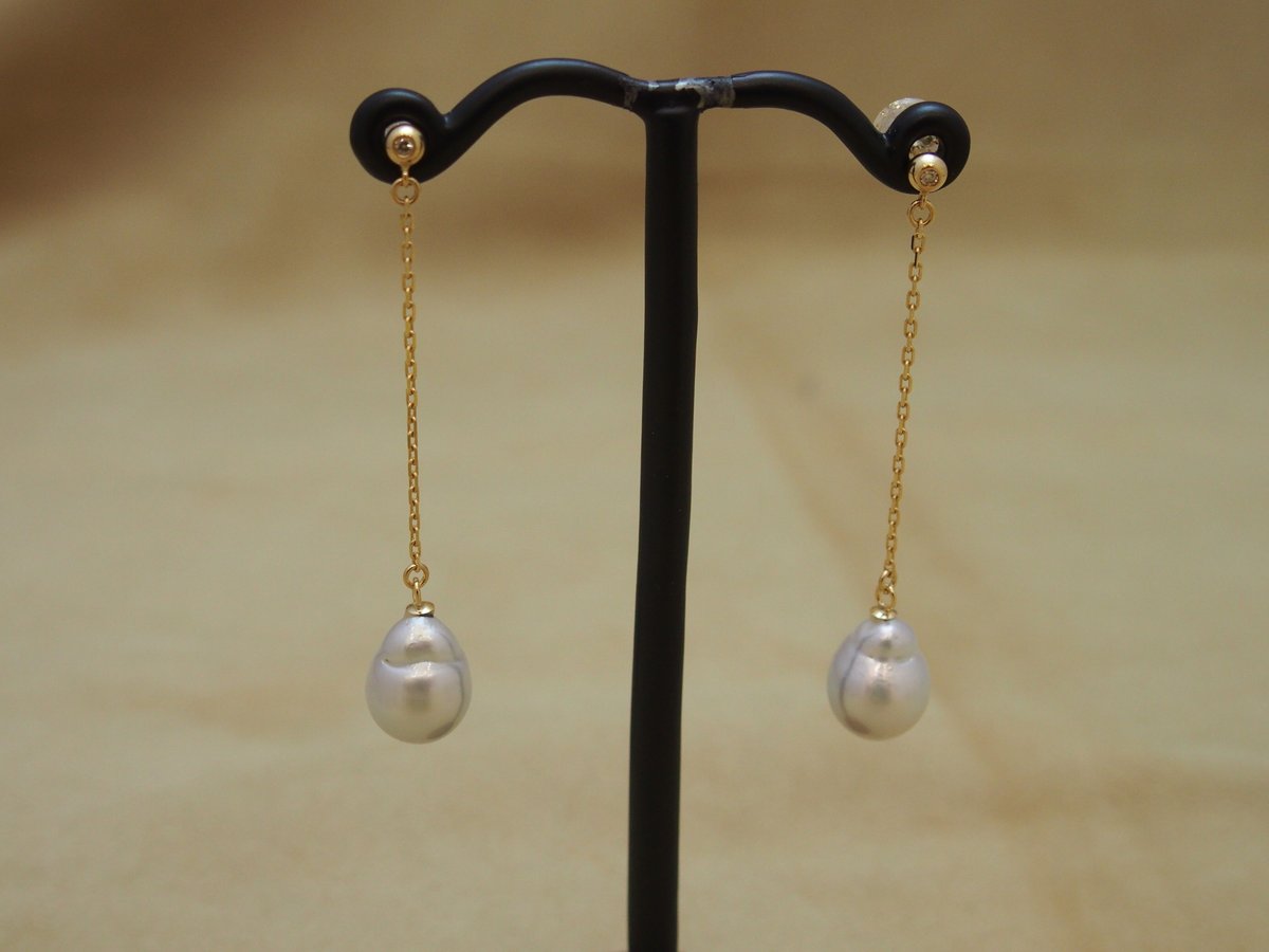 南洋真珠 南洋パール ピアス 南洋真珠 10mm ゴールデン パール ピアス K18YG イエロー