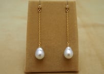 South Sea Pearl Line Earrings(White)