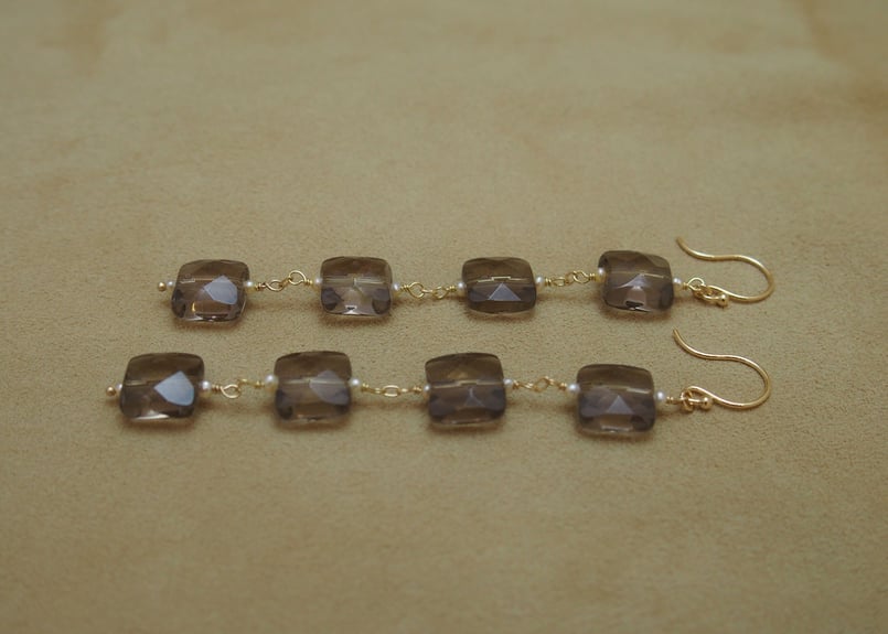 Smoky Quartz Design Earrings(s/q) | GOLDEN GOAT...