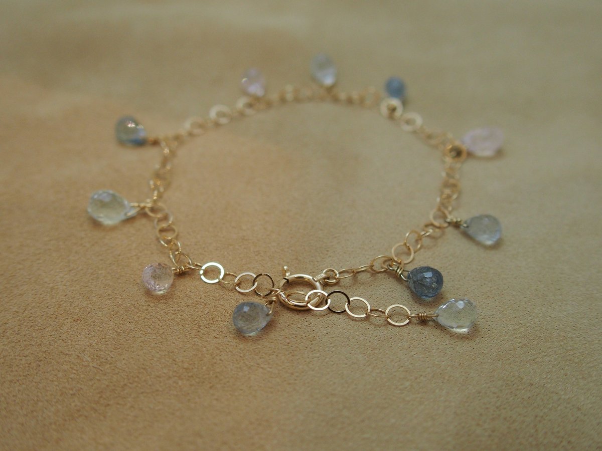 Aquamarine & Morganite Drop Bracelet | GOLDEN G